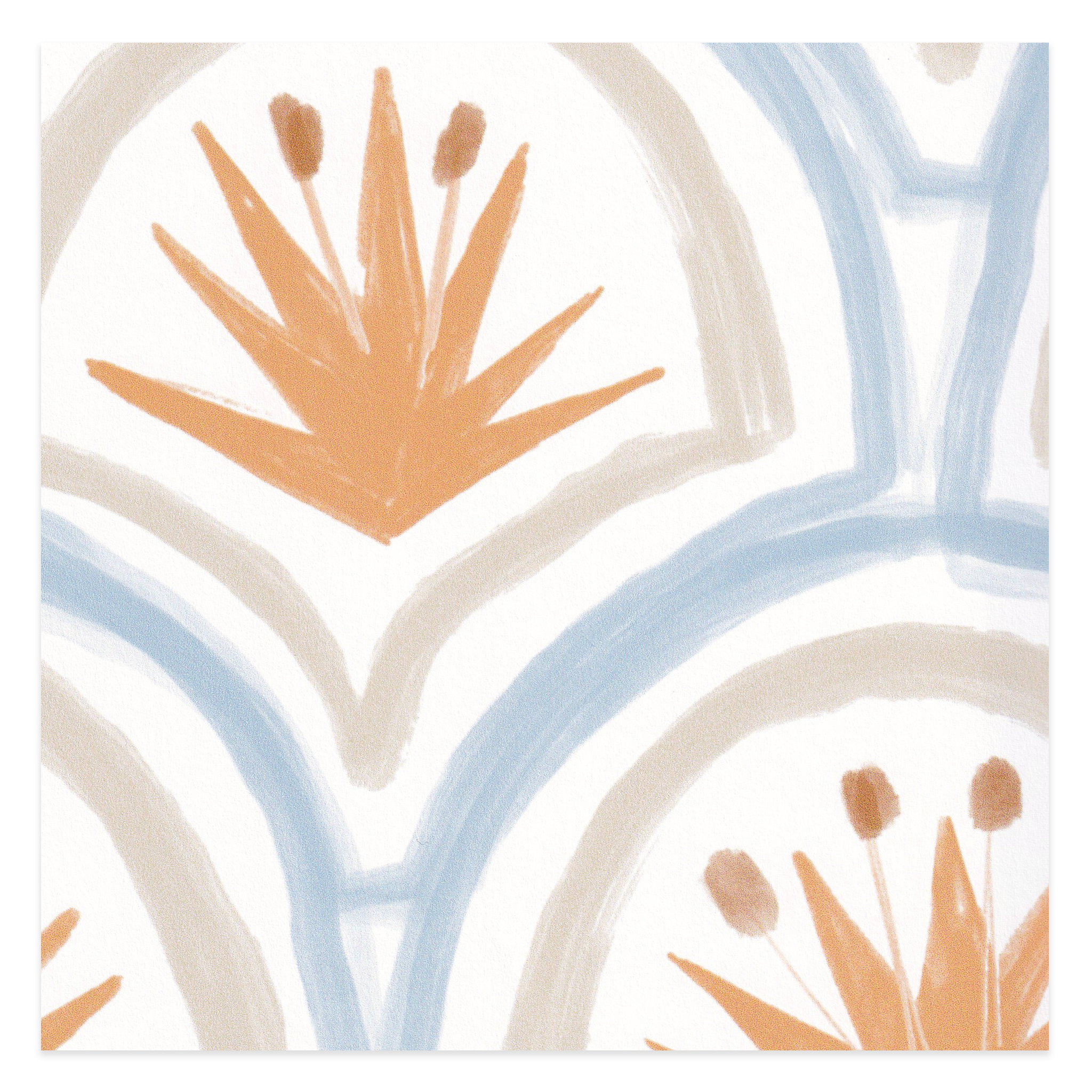 Orange and blue art deco palm wallpaper swatch