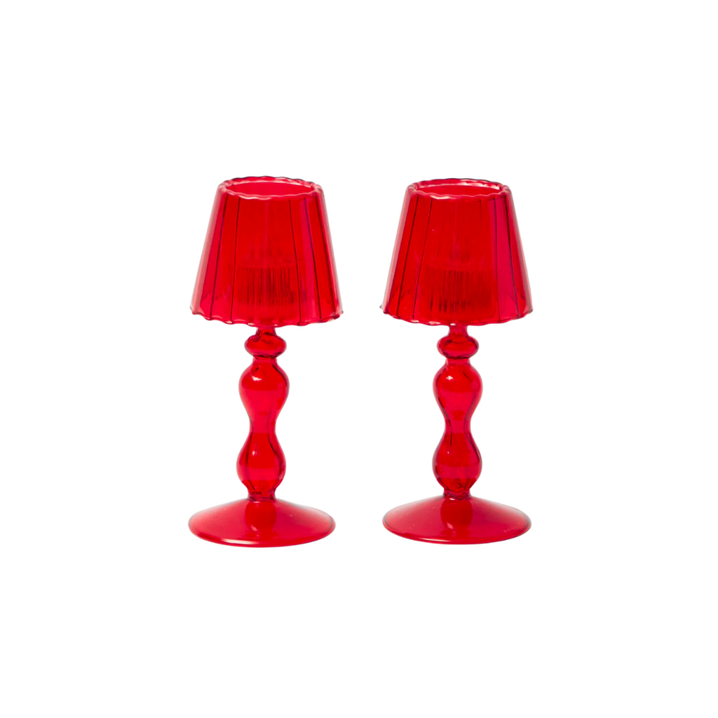 red glass mini lamps