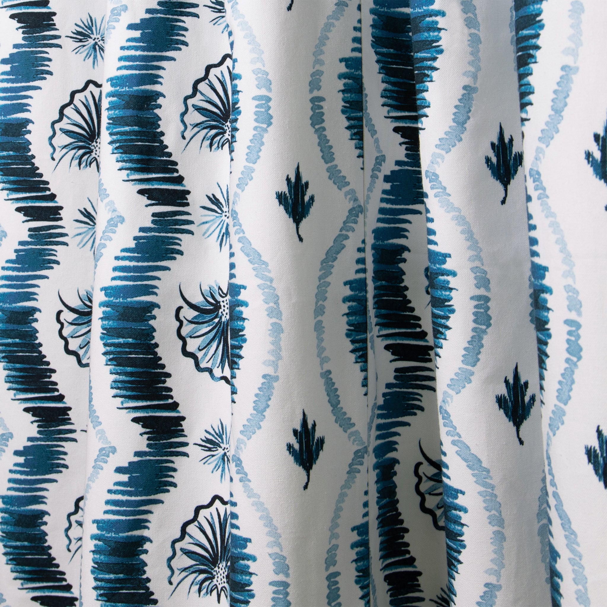 Close-up of Blue Ikat Stripe Custom Curtain