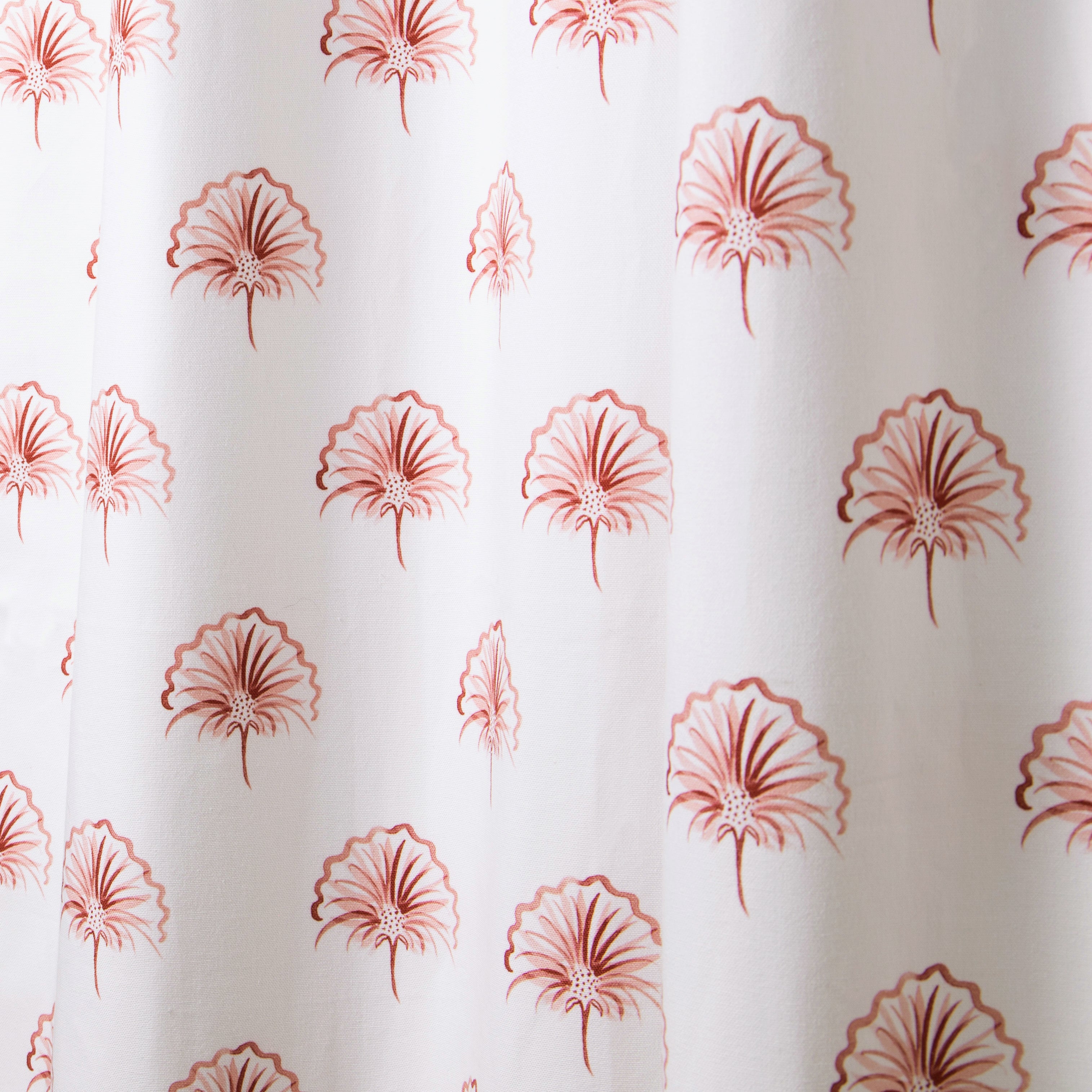 Close up of pink floral custom curtain