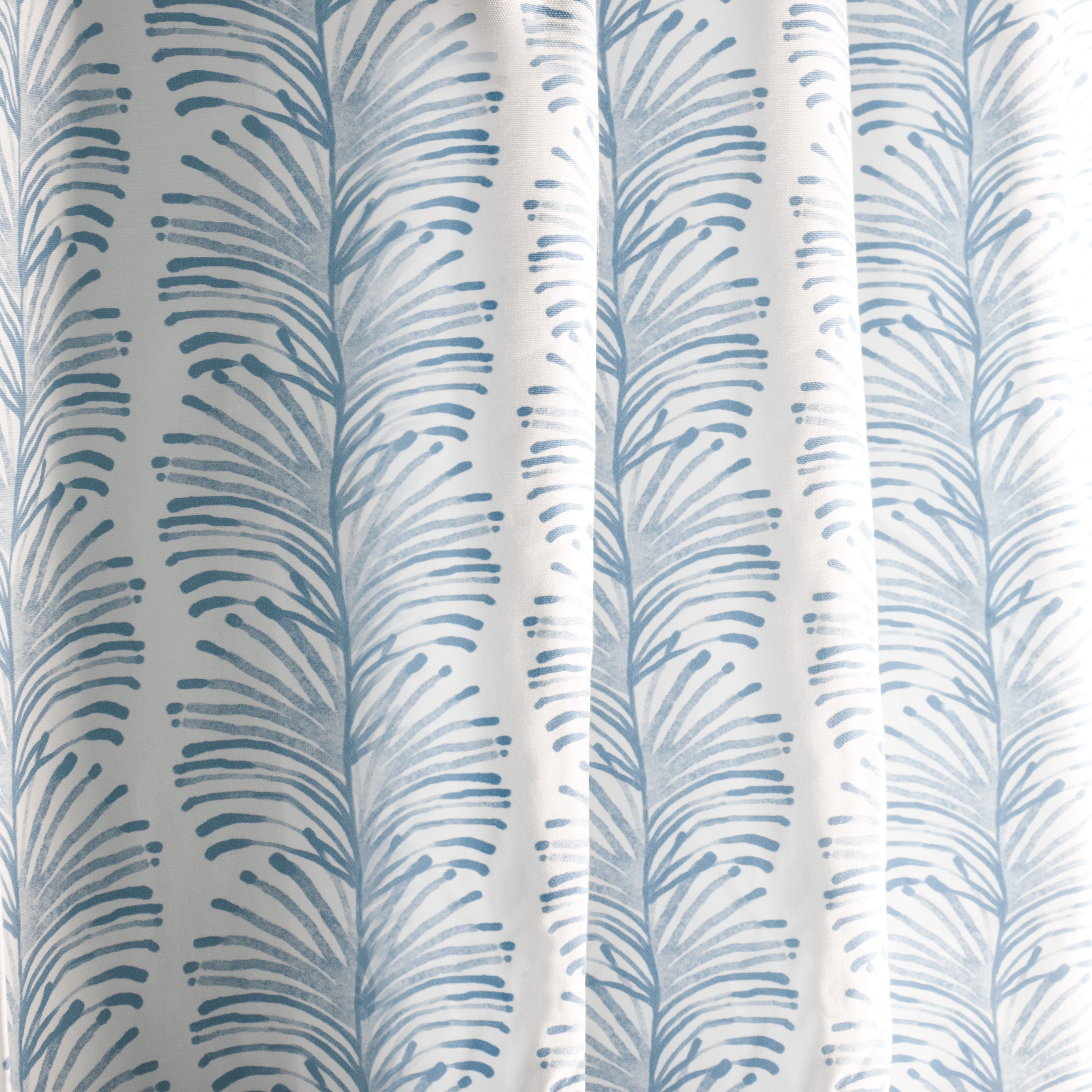 Close-up of Sky Blue Botanical Stripe Custom Curtain