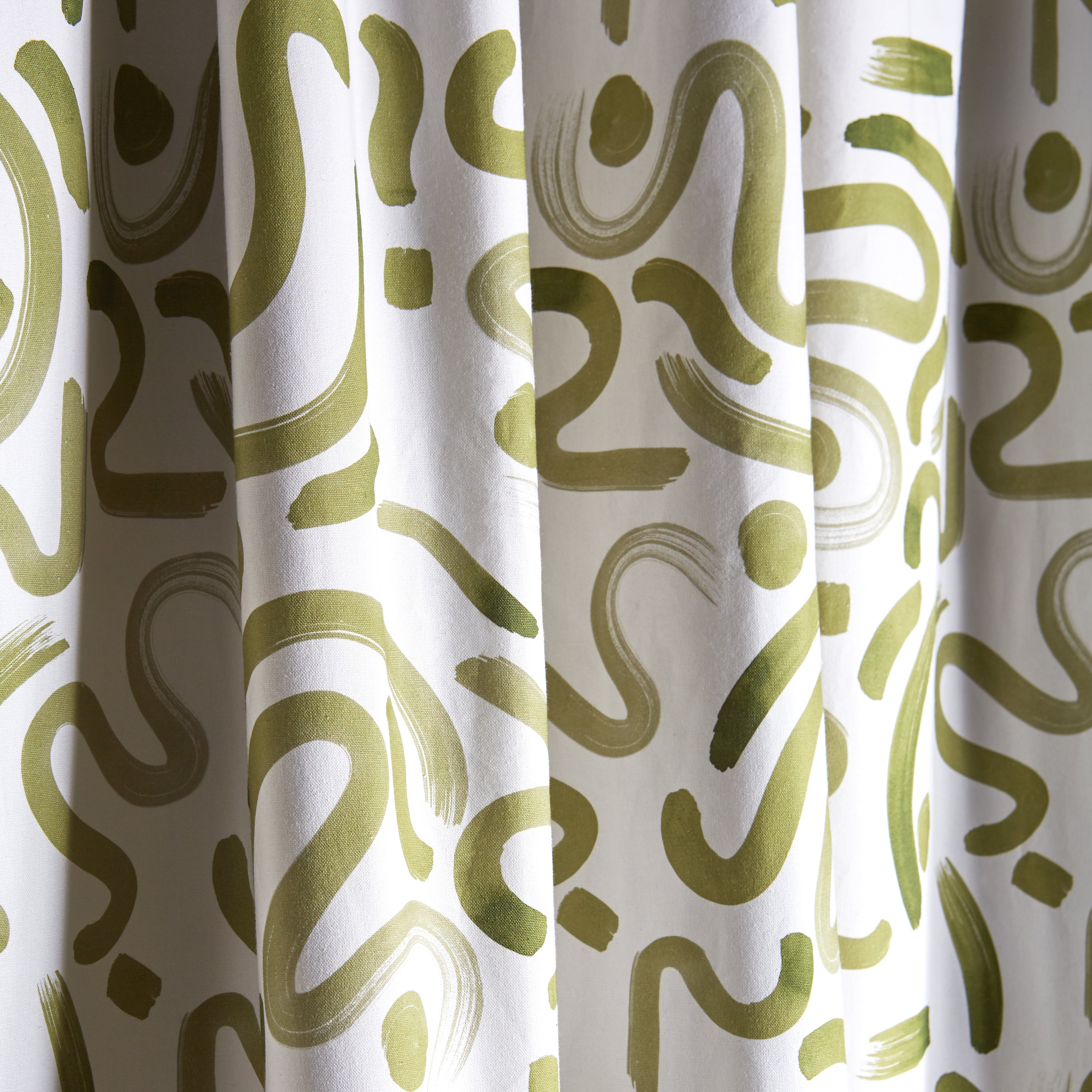 Close up of green abstract custom curtain
