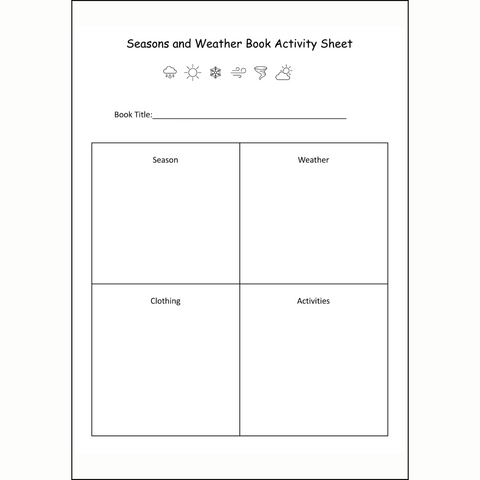 Free Downloadable Literacy Activity, Kid Lit, Seasons & Weather Unit