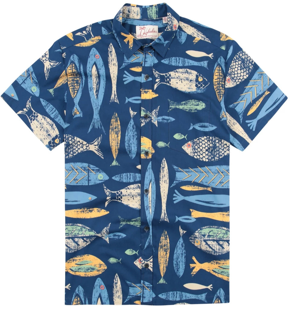 Kahala Shirts Fresh Fish Navy – Captains Closet Hawaii