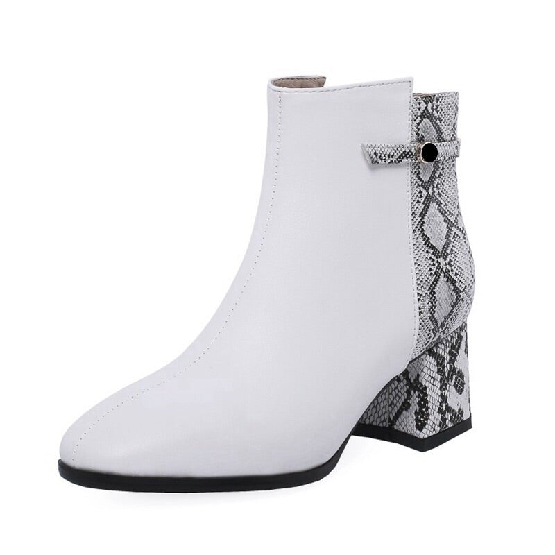 white snake skin booties