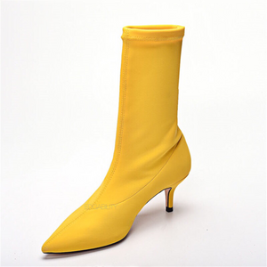 yellow kitten heel boots