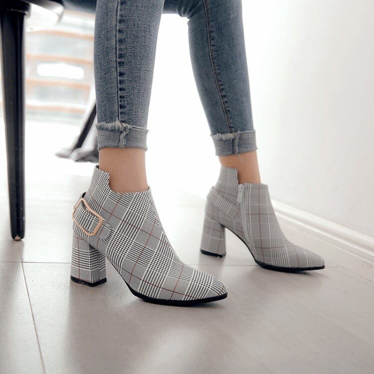 checkered ankle boots