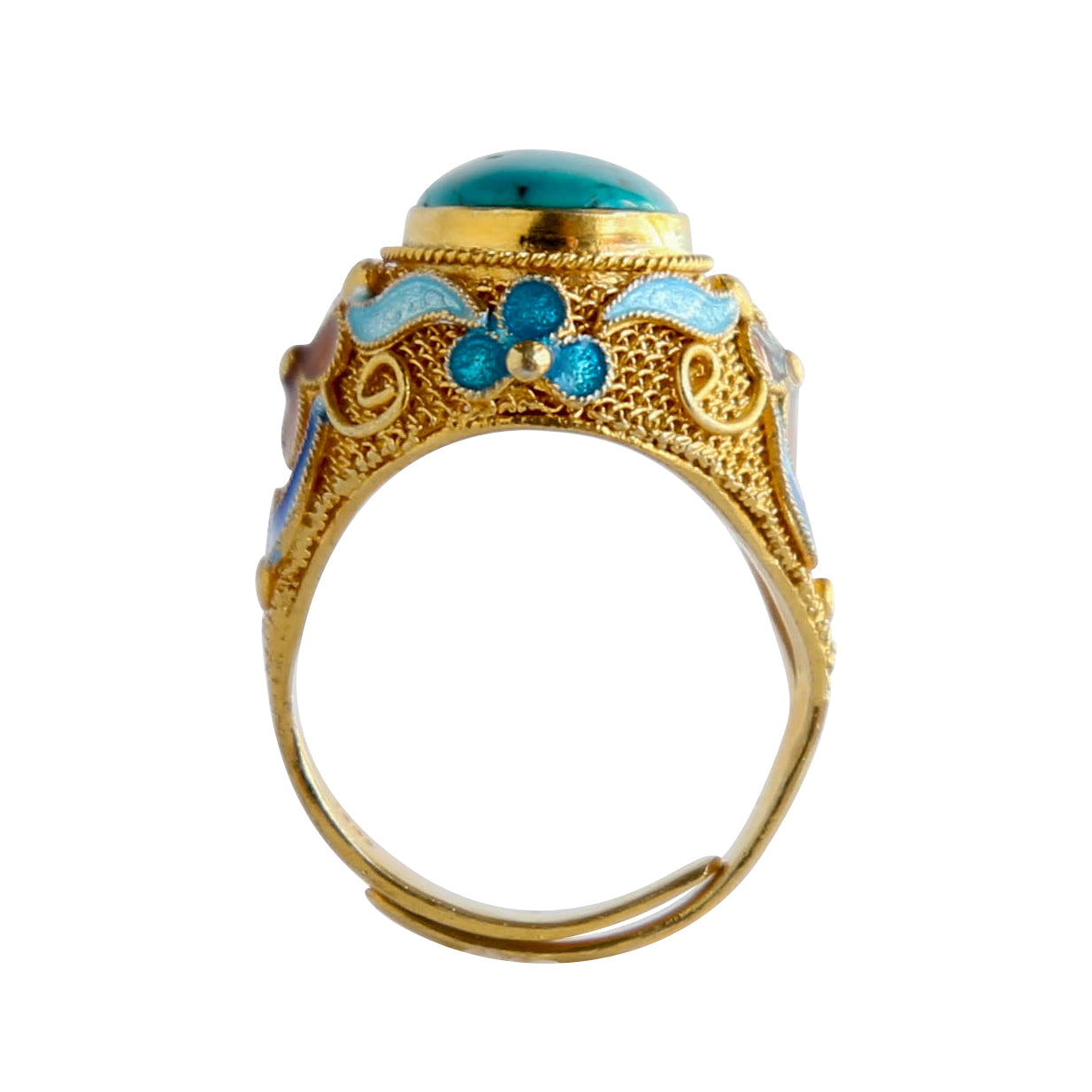 Antique Cloisonne Turquoise Ring | Locally made, natural stones, high ...