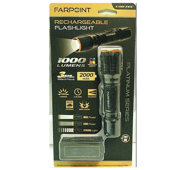 Ozark Trail 2600 Lumen LED Hybrid Power Flashlight with Alkaline Batteries and Rechargeable Battery