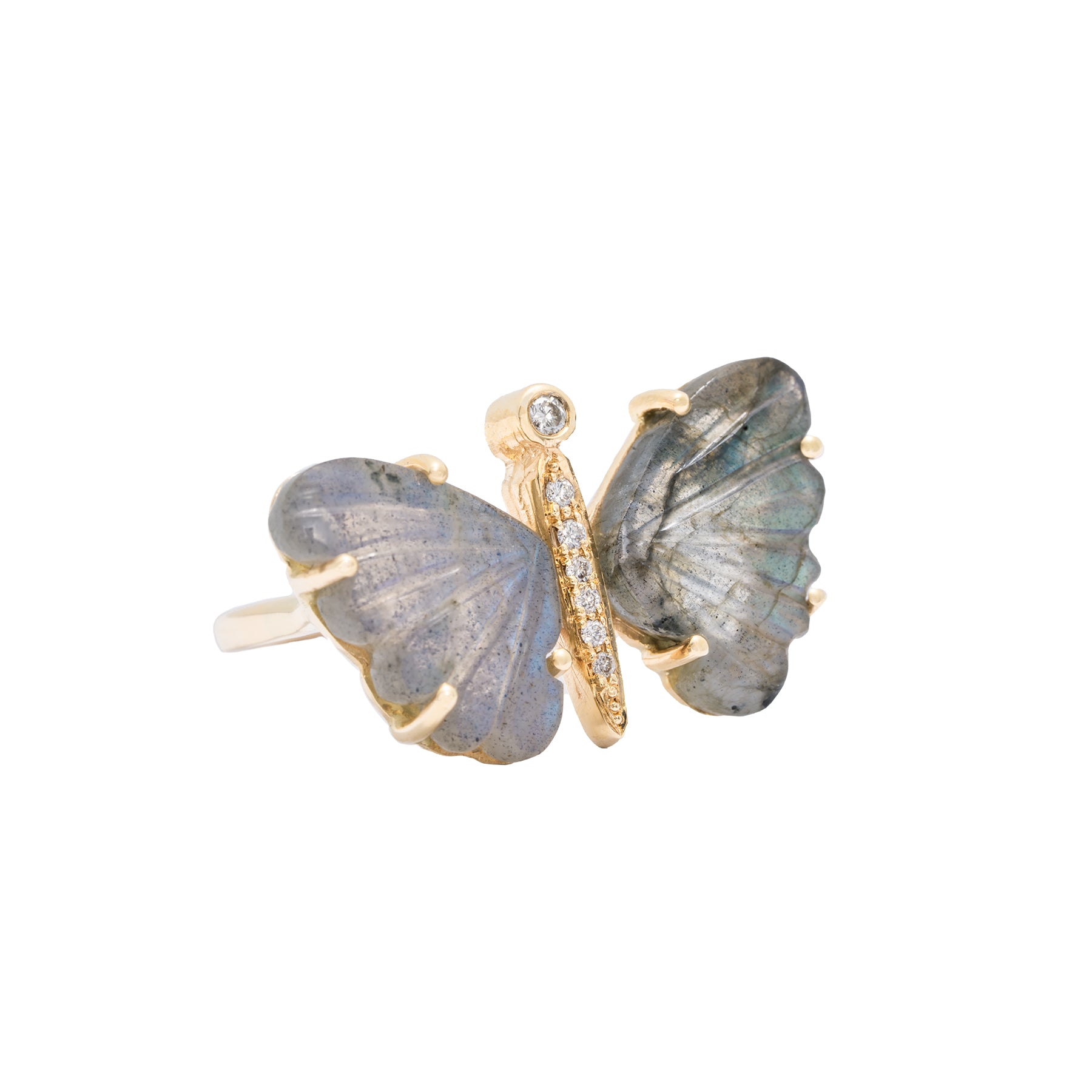 Labradorite Butterfly Diamond Ring