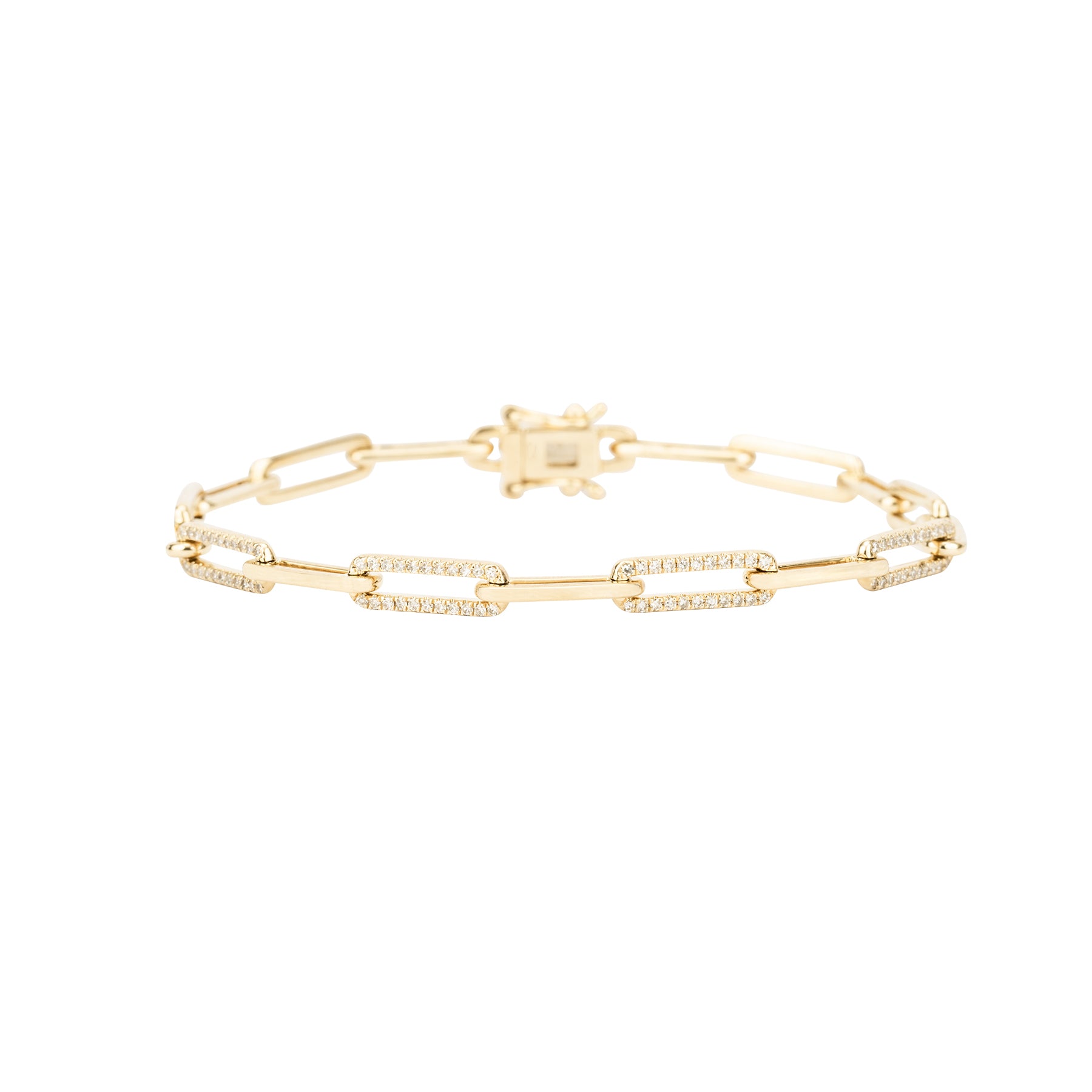 Half Diamond Solid Gold Chain Link Bracelet | Nina Segal Jewelry