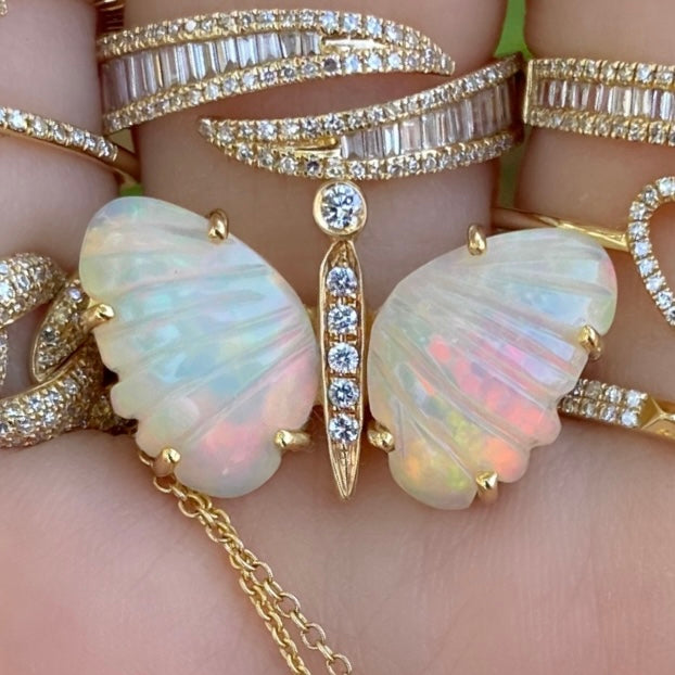 Opal Butterfly Small Diamond Ring