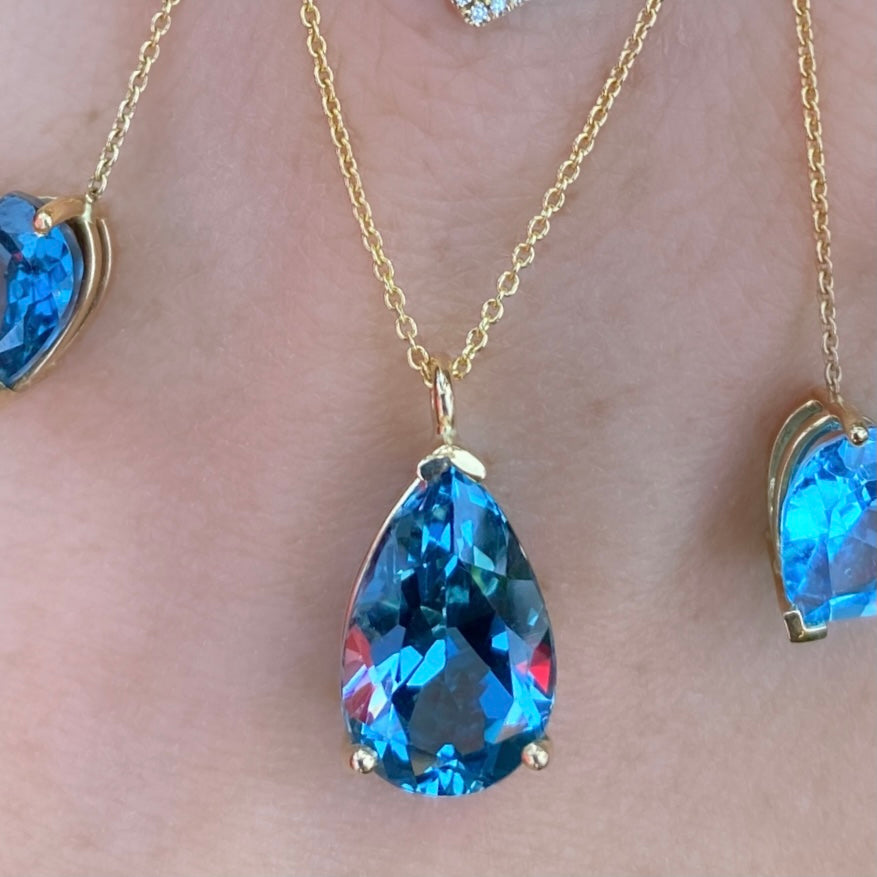 London Blue Topaz Pear Drop Necklace