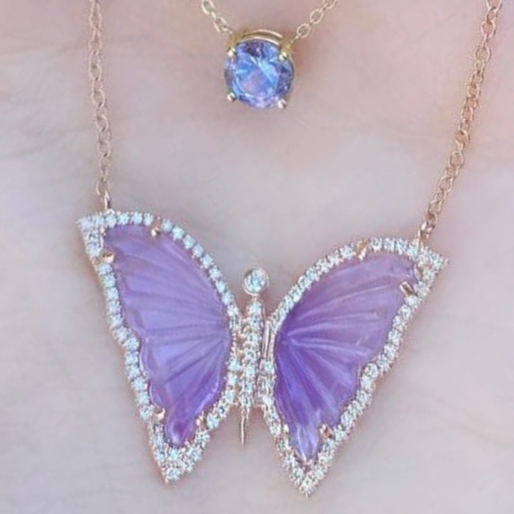 Amethyst Butterfly Diamond Necklace