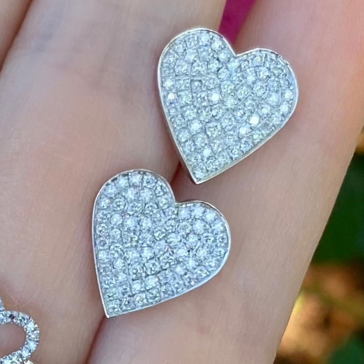 Pave Diamond Heart Studs