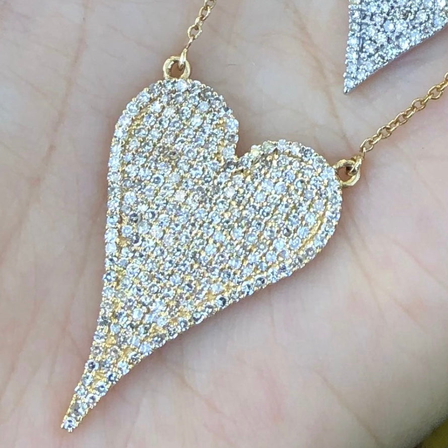 Big Pave Elongated Diamond Heart Necklace | Nina Segal Jewelry