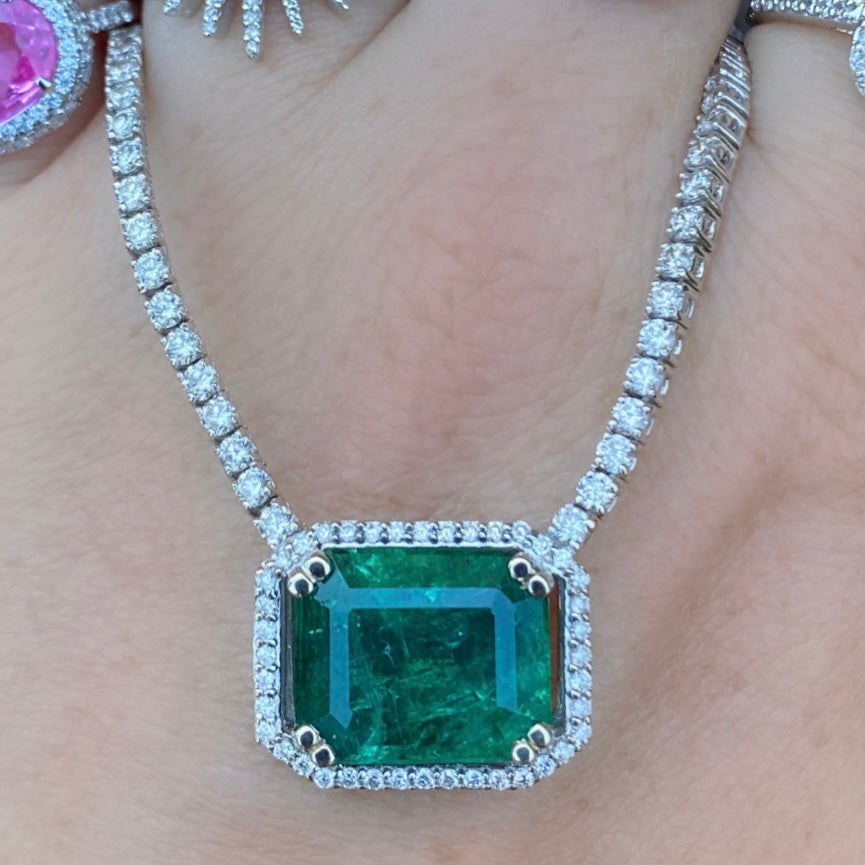 Emerald Diamond Tennis Necklace