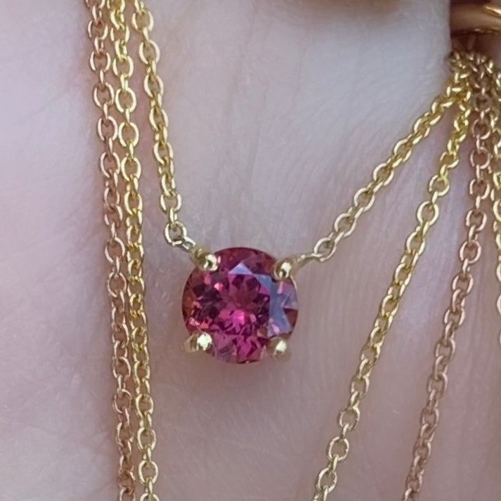 Small Pink Round Tourmaline Necklace