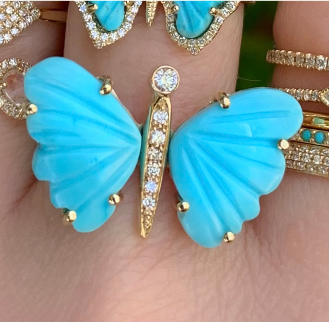 Medium Turquoise Butterfly ring