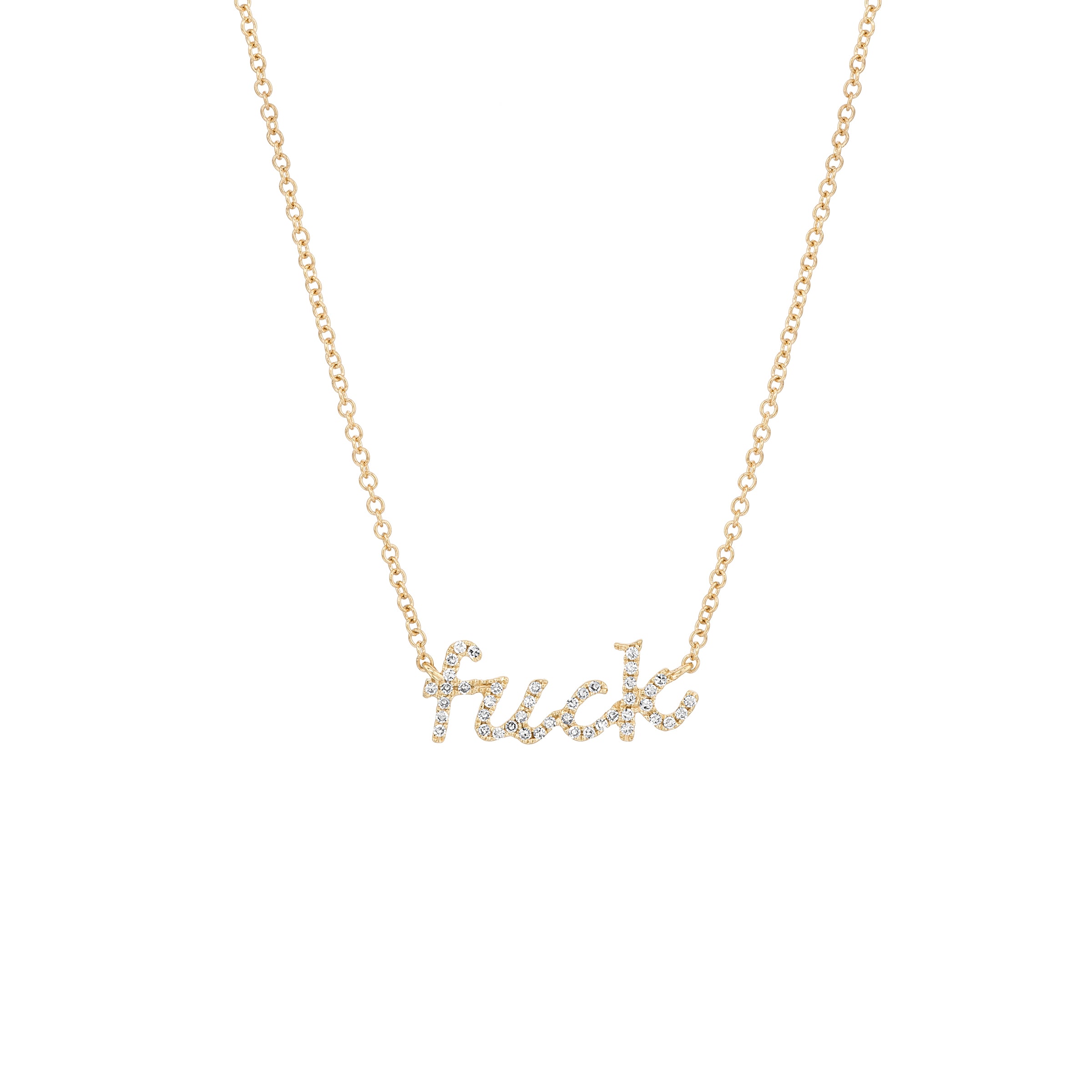 Diamond Cursive Fuck Necklace | Nina Segal Jewelry