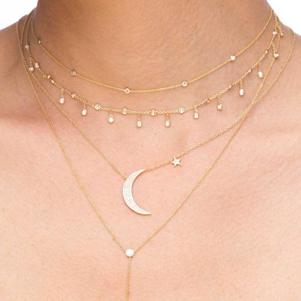 Pave Moon And Star Drop Necklace Nina Segal Jewelry