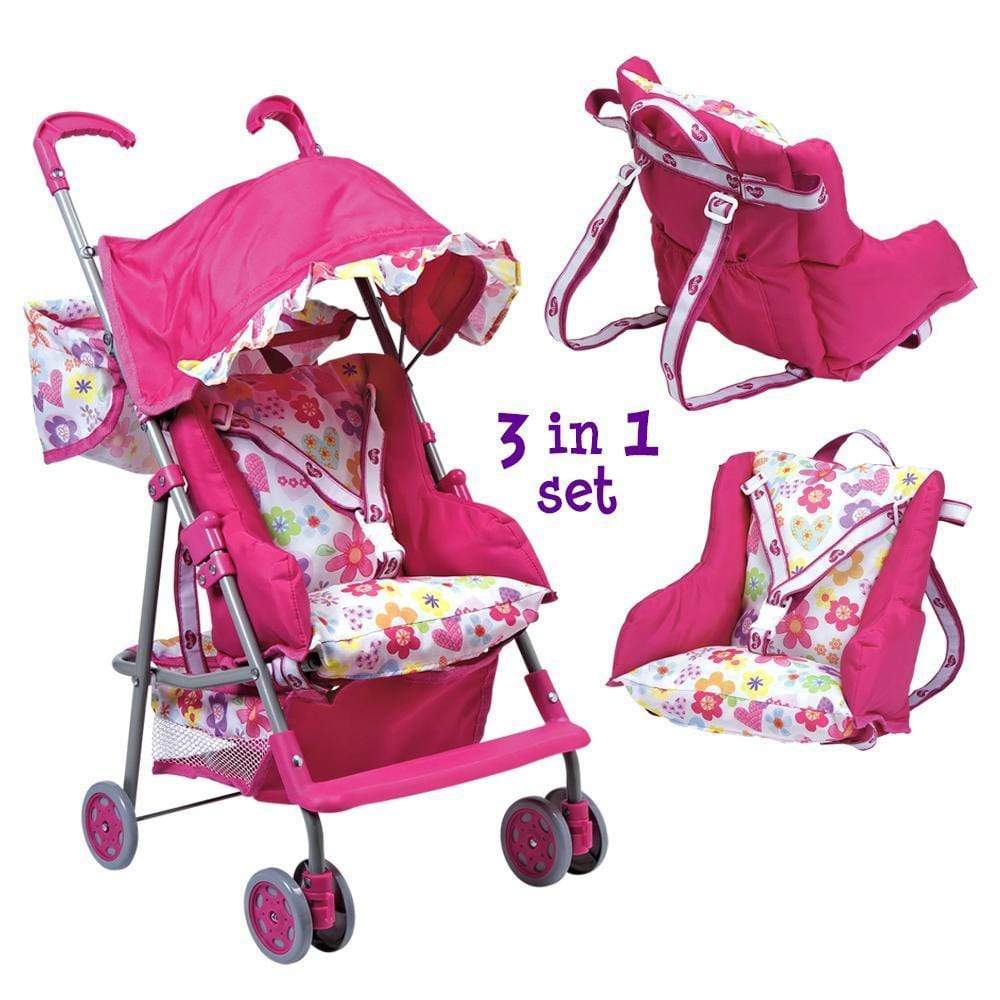 Adora 3-in-1 Baby Doll Stroller Set with Removable Seat - Adora