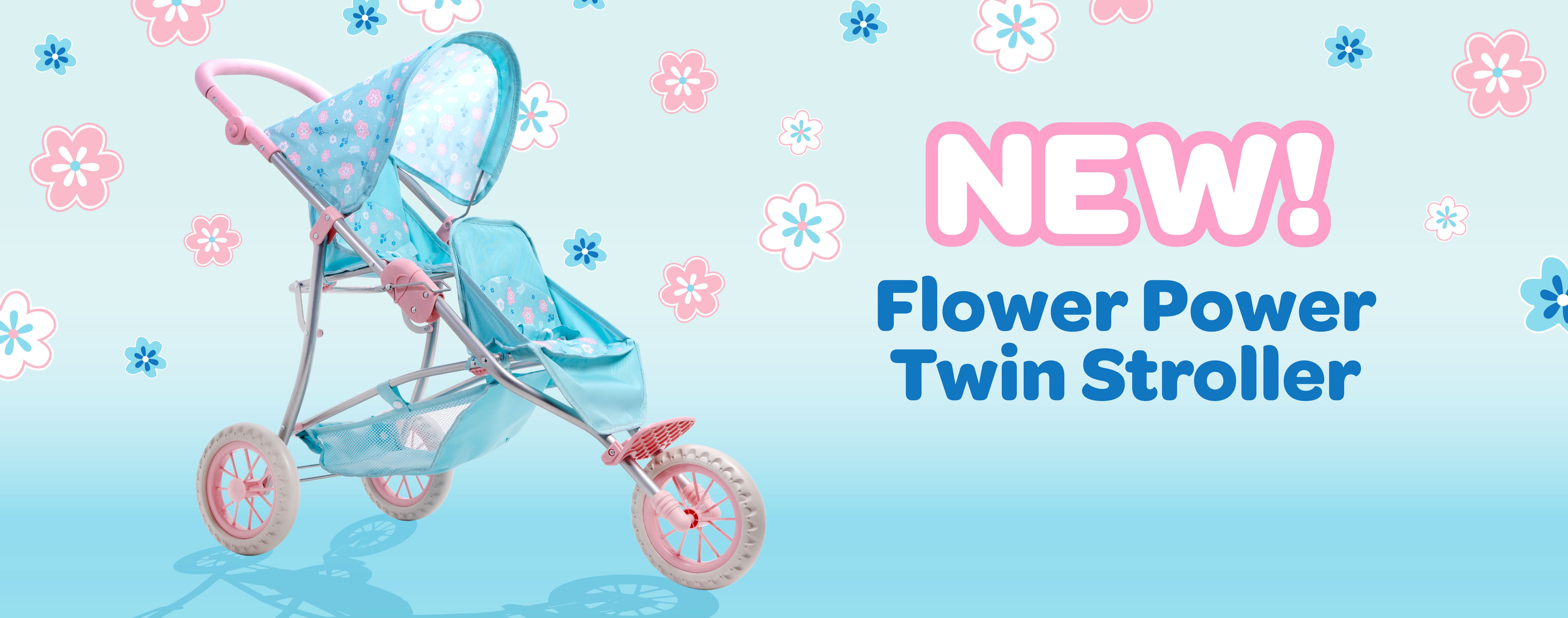 New! Flower Power Twin Stroller – Adora