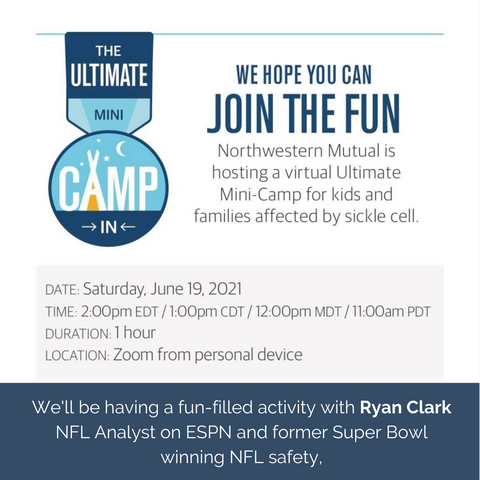 We Hope You Can Join The Fun - Mini Camp for Sickle Cell Awareness with NFL Player, Ryan Clark