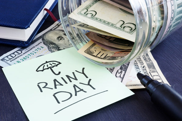 Money saved for a rainy day or travel emergency