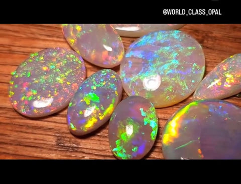 beautiful, colorful Australian solid opal cabochons from Coober Pedy