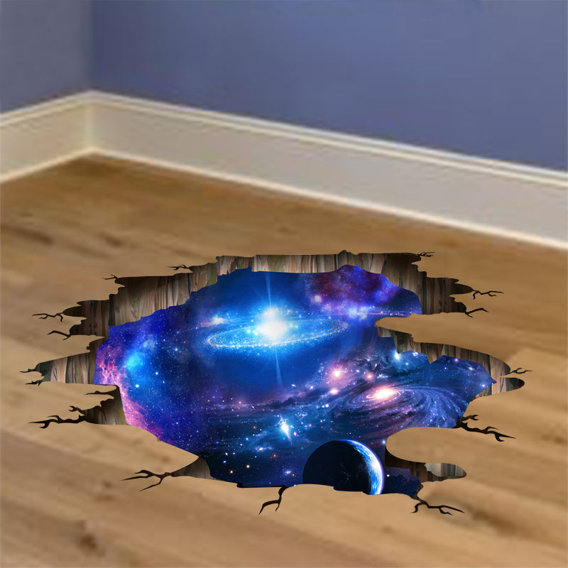 Shijuehezi Outer Space Planets 3d Wall Stickers Cosmic Galaxy Wall Decals For Kids Room Baby Bedroom Ceiling Floor Decoration
