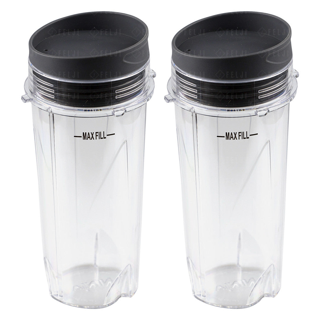 2 Nutri Ninja 16 Oz Cups With To-go Lids Replacement Model 303kku 305kku