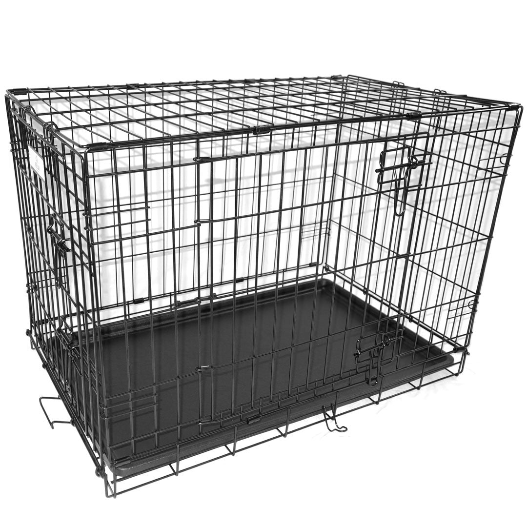 Felji 2 Doors Black 30 Pet Folding Suitcase Dog Cat Crate Cage Kennel Pen W/ Abs Tray