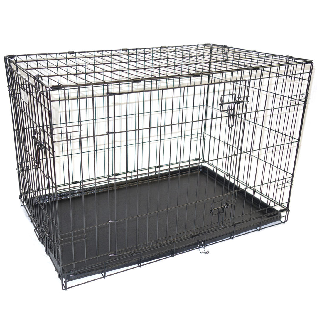 Felji 2 Doors Black 36 Pet Folding Suitcase Dog Cat Crate Cage Kennel Pen W/ Abs Tray
