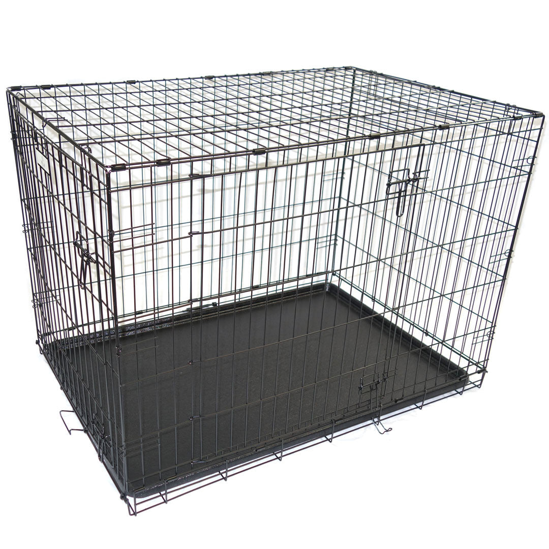 Felji 2 Doors Black 42 Pet Folding Suitcase Dog Cat Crate Cage Kennel Pen W/ Abs Tray