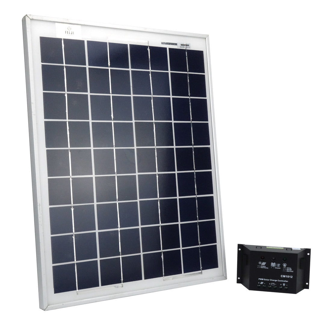 Felji 20w 12v Solar Panel + Pwm 10a Charge Controller Battery Charger Kit