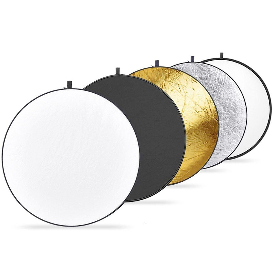 Felji 43-inch 110cm 5-in-1 Collapsible Multi-disc Light Reflector With Bag Silver Gold White & Black