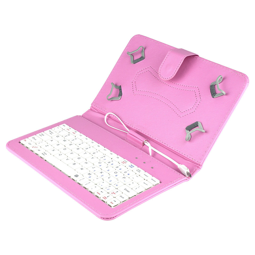 Felji Pink Stand Leather Case Cover For Android Tablet 7 Universal W/ Usb Keyboard