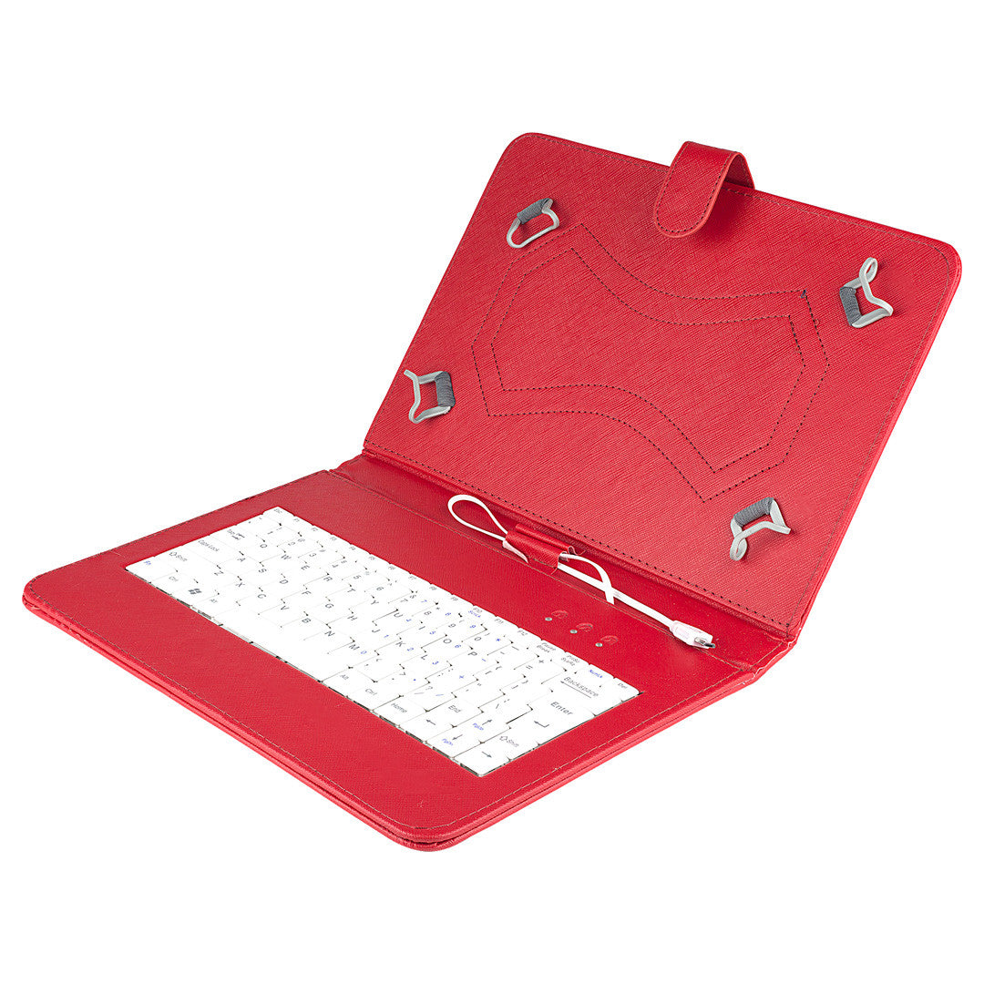 Felji Red Stand Leather Case Cover For Android Tablet 10 Universal W/ Usb Keyboard