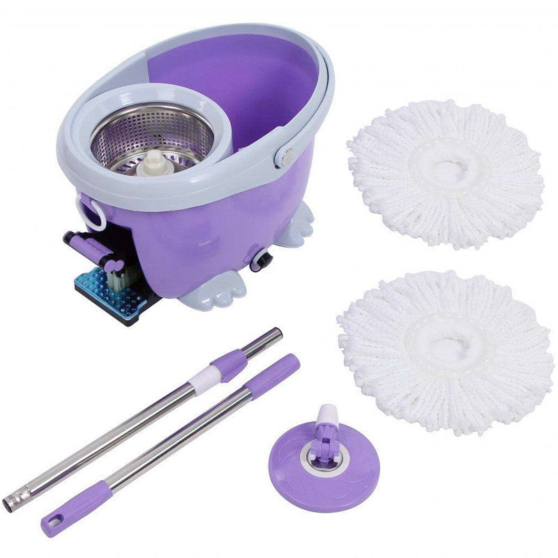 Microfiber Spin Spinning Mop Easy Floor Mop W/ Bucket 2 Heads Stainless Steel #189