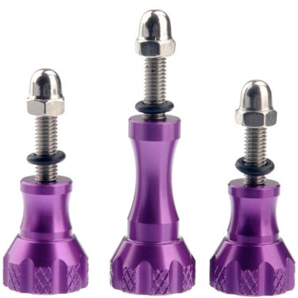 Felji Purple Aluminum Stainless Thumb Knob Bolt Nut Screw Set For Gopro Hd Hero 2/3/4