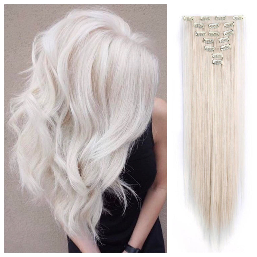 Platinum Blonde Hair Extensions 60 White Blonde Human Hair Clip