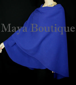 Cashmere Wool Cape Ruana Wrap Coat Blue Iris Maya Matazaro Made in USA