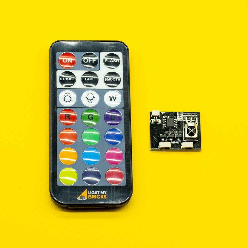 RGB IR Board and Remote Control - Lego Light Kit - Light My Bricks