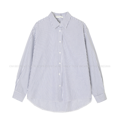 【韓國新貨】BEGINNING條紋寬鬆襯衣（3色可選: Soft Blue / Navy / Ivory）