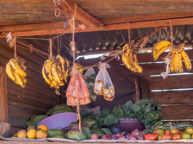 Roadside stands with fresh fruits and vegetables are common, and essential.
