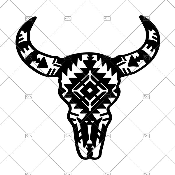 Download Cow Skull With Aztec Pattern Farmhouse Svg Dxf Files For Cutting Machi Doranstars