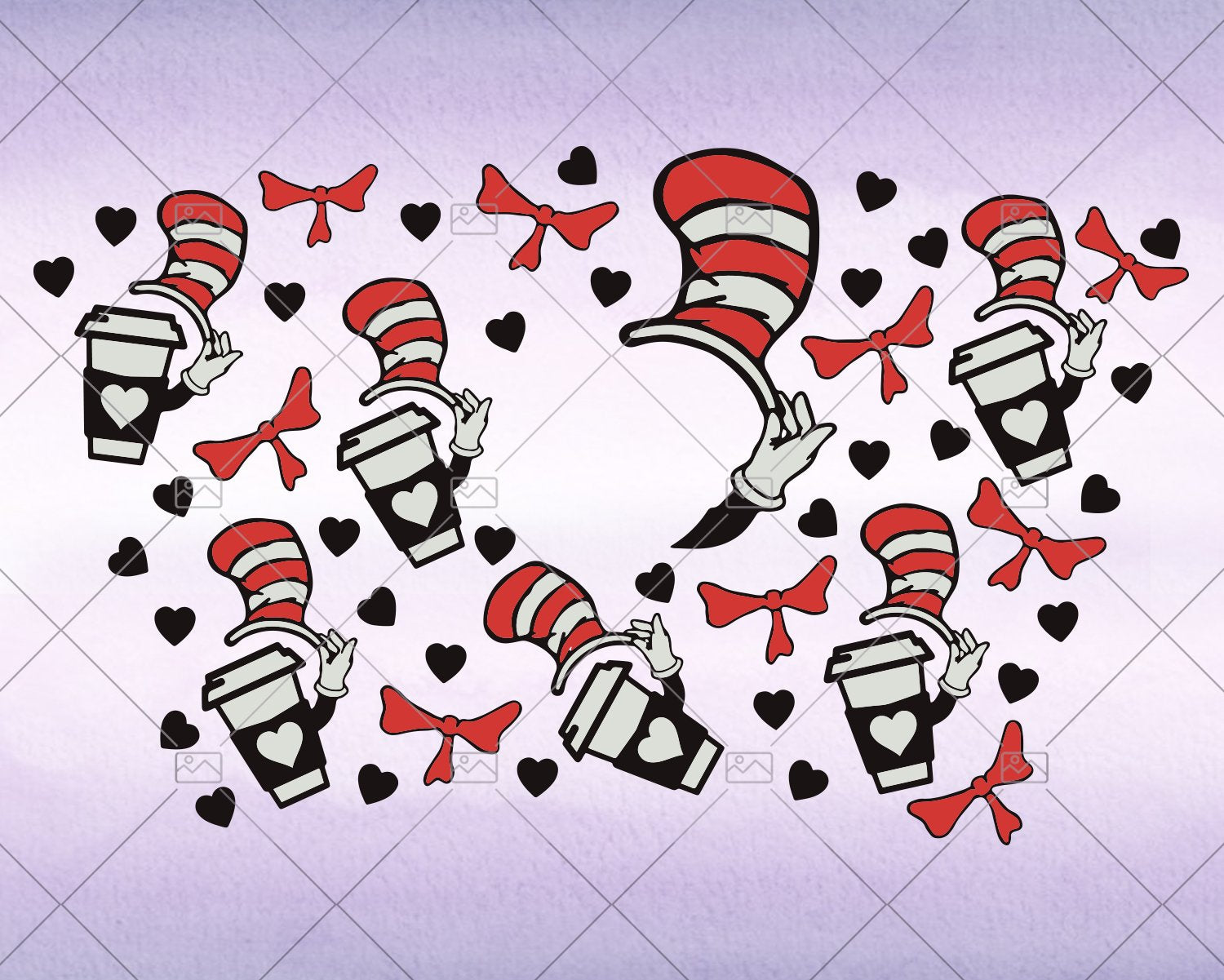 Dr Seuss, Full wrap Svg for Starbucks Tumbler -  Svg for DIY, DIY Starbuck Cup Instant Download