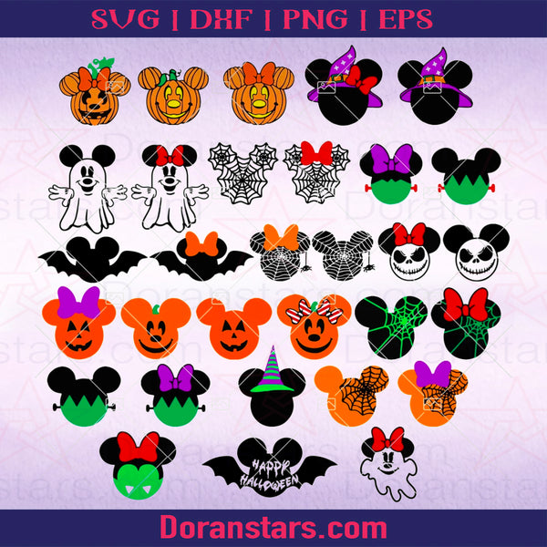 Svg files Mickey Minnie svg Halloween Bundle svg Pumpkin Halloween Bat ...