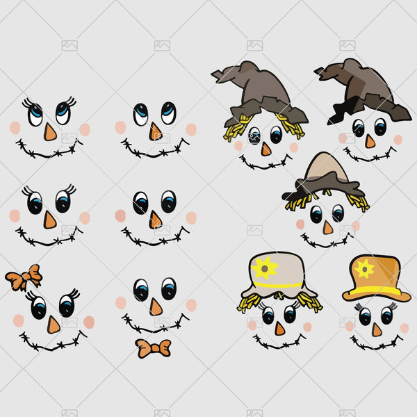 Scarecrow Face Svg Girl And Boy Face Halloween Svg Digital Cut File Sc Doranstars